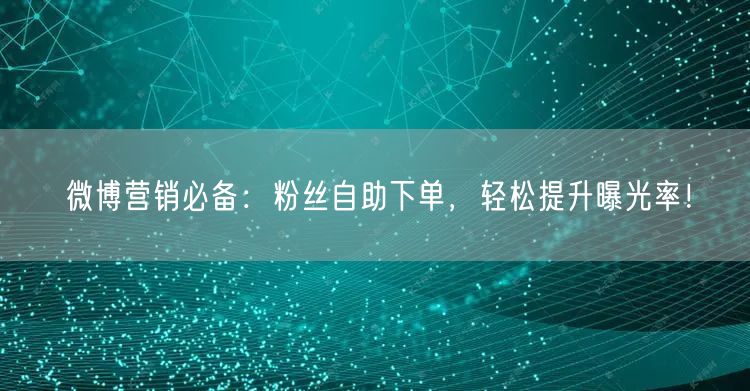 微博营销必备：粉丝自助下单，轻松提升曝光率！