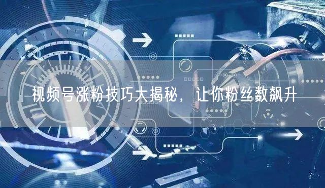 视频号涨粉技巧大揭秘，让你粉丝数飙升
