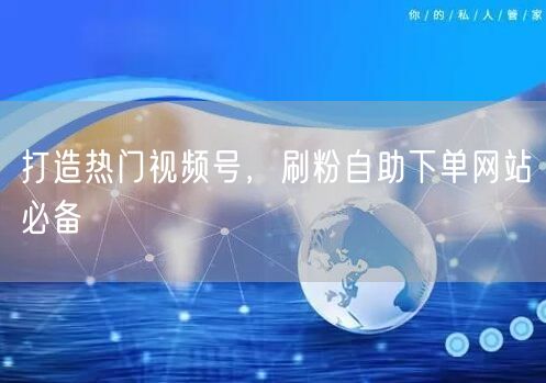 打造热门视频号，刷粉自助下单网站必备