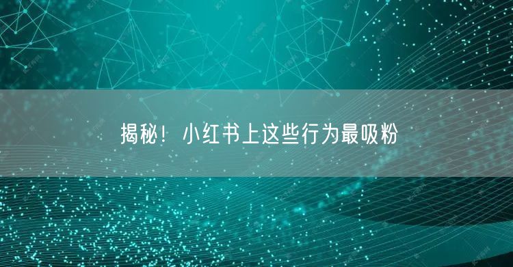揭秘！小红书上这些行为最吸粉