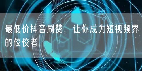 最低价抖音刷赞，让你成为短视频界的佼佼者