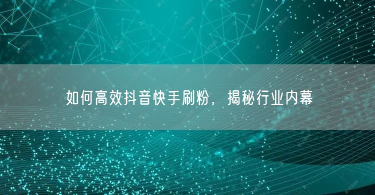 如何高效抖音快手刷粉，揭秘行业内幕