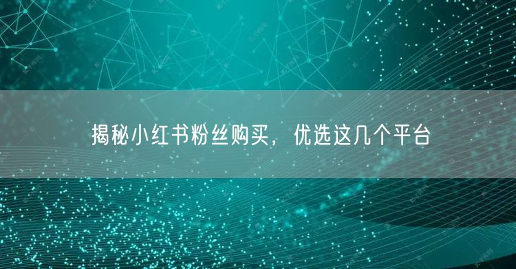 揭秘小红书粉丝购买，优选这几个平台