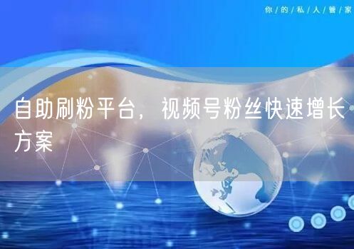 自助刷粉平台，视频号粉丝快速增长方案