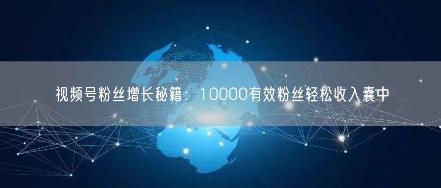 视频号粉丝增长秘籍：10000有效粉丝轻松收入囊中