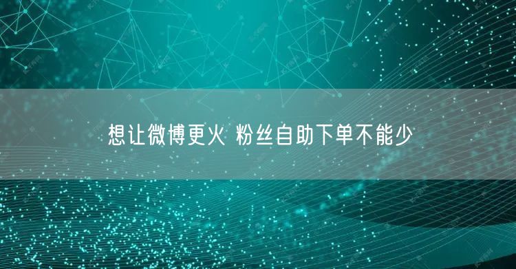 想让微博更火 粉丝自助下单不能少