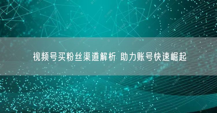 视频号买粉丝渠道解析 助力账号快速崛起