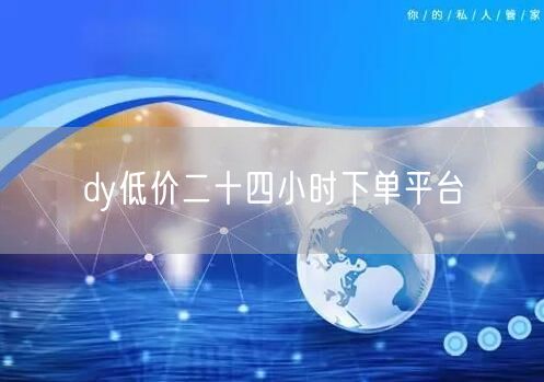 dy低价二十四小时下单平台